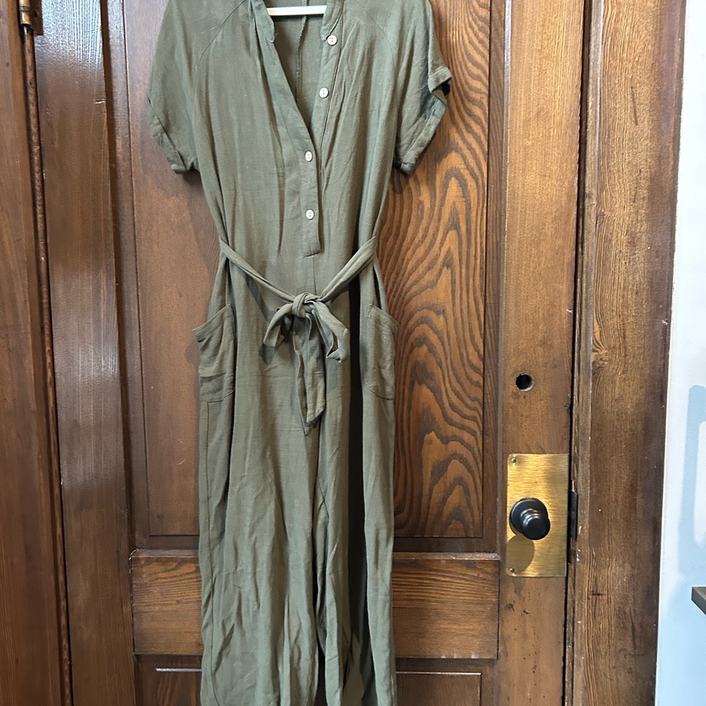 Petal & Pup Khaki Button-Up Romper